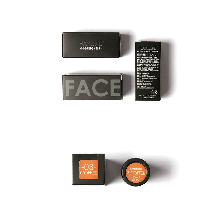 Face contour highlighter powder compact with four shade options for targeted highlighting and subtle glow enhancement, ideal for cheekbone definition and facial contouring with buildable coverage