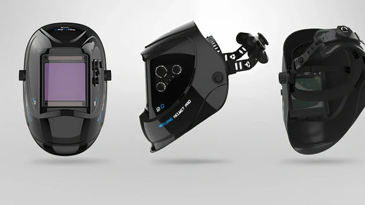 Black auto-darkening welding face shield with 133x114x10mm filter and 100x93mm viewing area