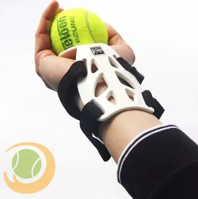 White Tennis Toss Trainer for improving serve accuracy, approximately 12cm in size