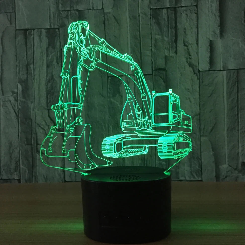 3D night light with touch control showing seven colour options on acrylic panel with ABS base