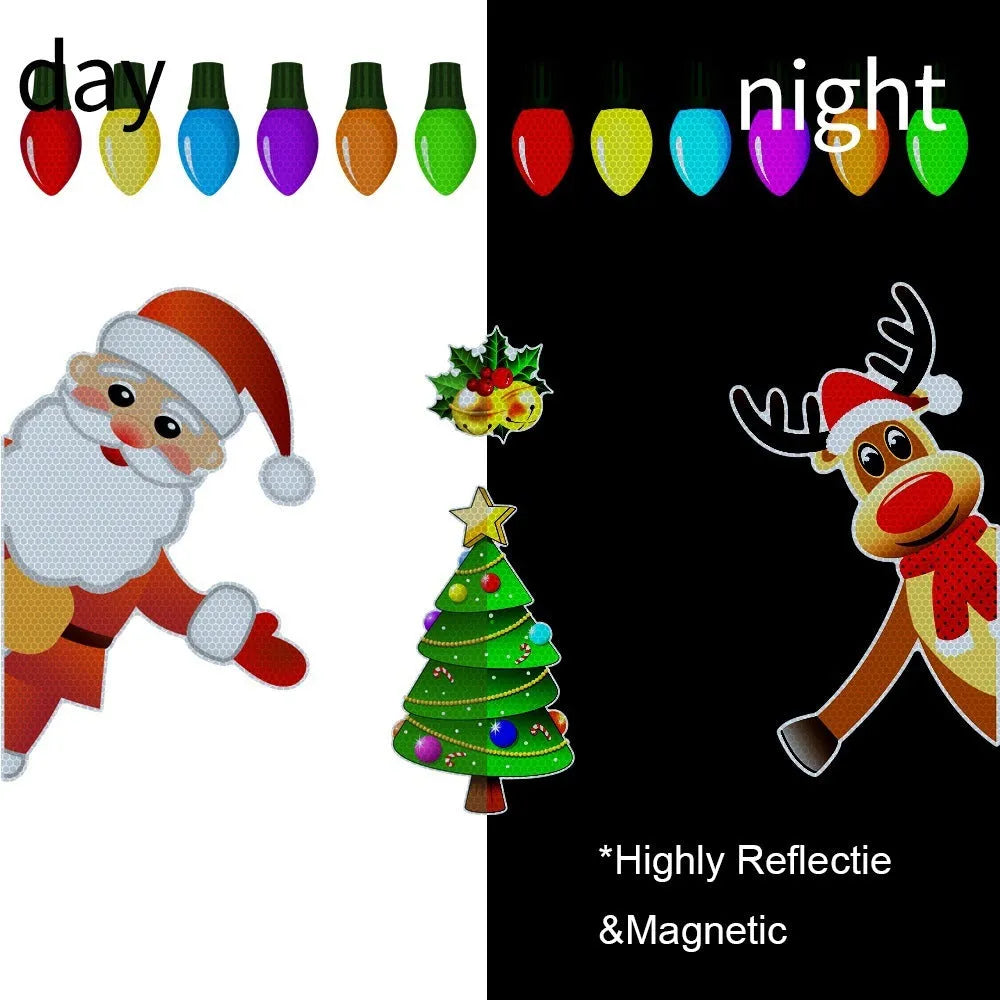 Medium Christmas elk reflective magnetic car decoration sticker in RFM025 colour with six threads