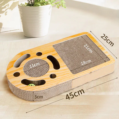 Corrugated paper cat scratching board with round ball toy in multiple style options