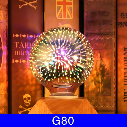 Glass LED decorative bulb with 3D star shape inside, E27 base, for Christmas lighting displays