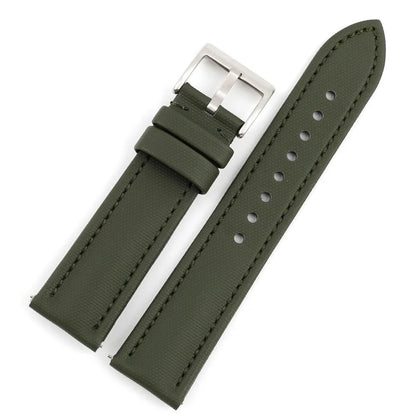 Oxford water-repellent cloth leather watch strap in black, blue, green, grey or beige, 18mm to 22mm width