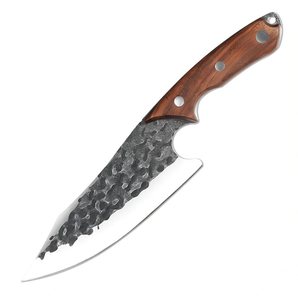 7 inch hand forged stainless steel kitchen knife with C6 slaughtering blade and modern design