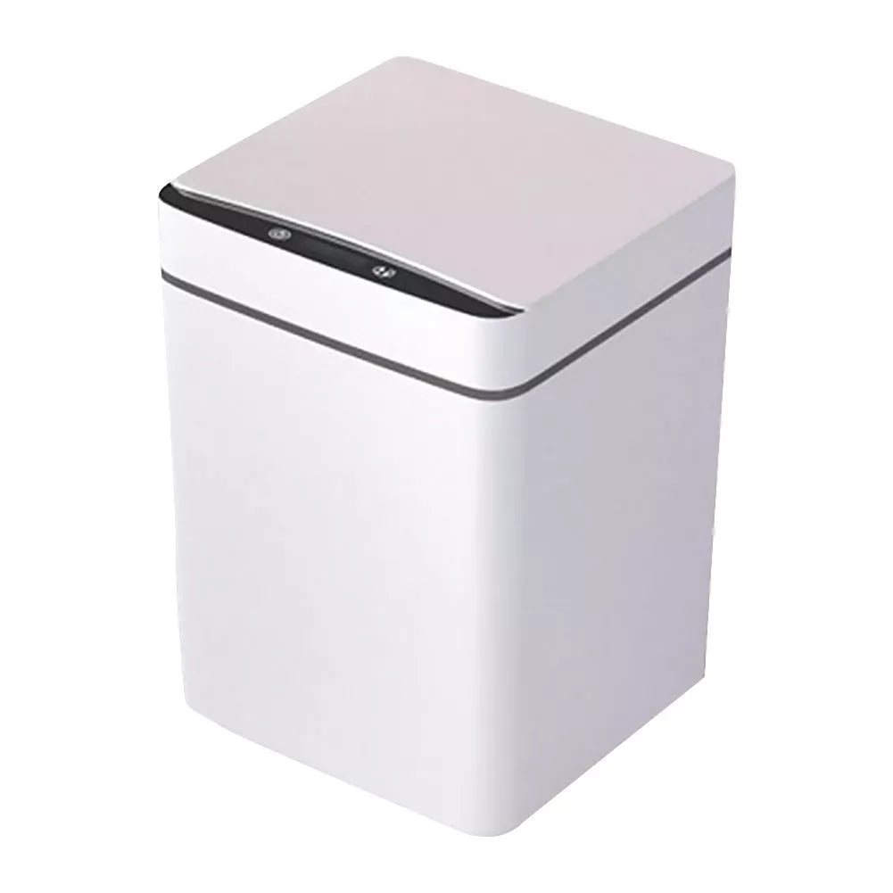 Automatic Induction Flip Trash Can with 360-degree smart sensor in white