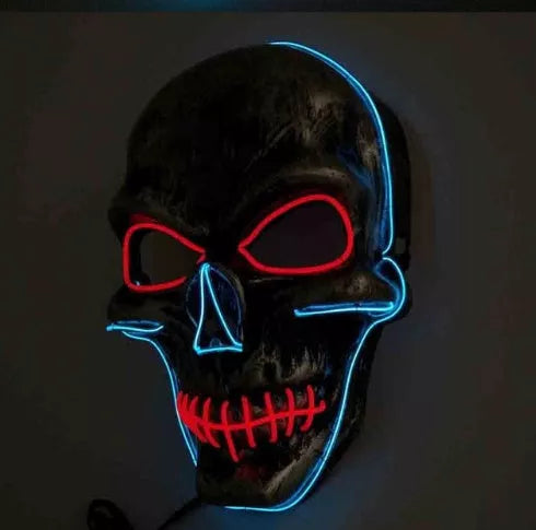 Halloween LED Glowing Full Face Mask in various colors with customizable lighting modes