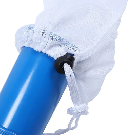 Swimming pool cleaning tool set with fine mesh head, ABS tubes, and connectors for debris removal