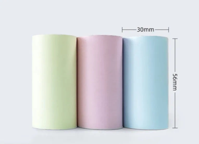 57mm x 30m thermal paper roll for student printers in pink and yellow blue option