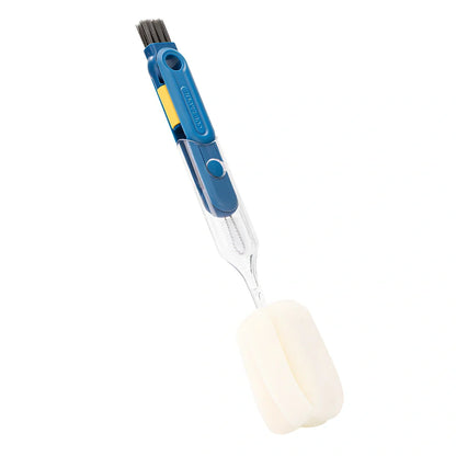 Five detachable brush heads with 32cm handles for deep container cleaning in green, blue, orange