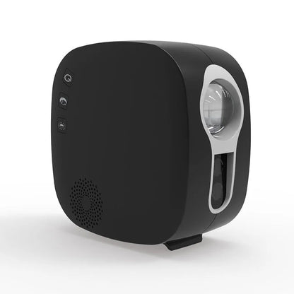 Black laser starry sky projector projecting colourful nebula patterns with moon shapes