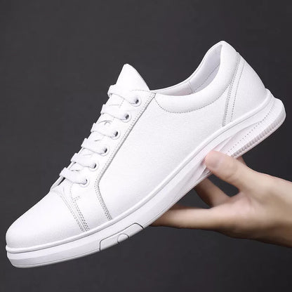 Men's genuine leather board shoes in white and black, sizes 37-46