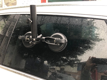 Black off-road car sucker base with round rubber suction cup for vehicle window mounting