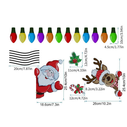 Medium-sized cartoon Christmas elk reflective magnetic sticker on a metallic surface.