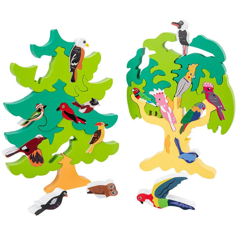 Wooden Bird Tree Three-dimensional Jigsaw Puzzle for children aged 4-6, educational toy
