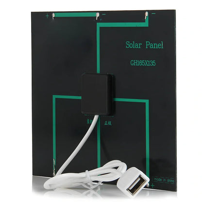 6V 3.5W solar charger panel measuring 165x135mm with USB port for mobile device charging