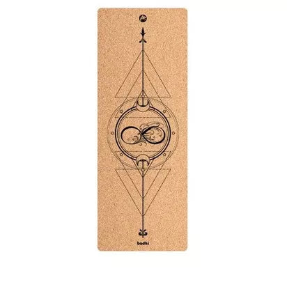 Cork and TPE yoga mat with asana guide lines, 183cm x 65cm x 6mm