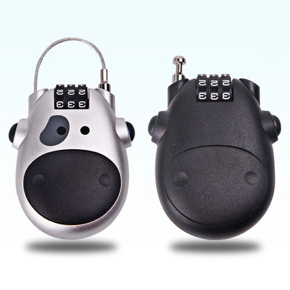 Cow telescopic wire rope lock in black and grey, adjustable for secure fit