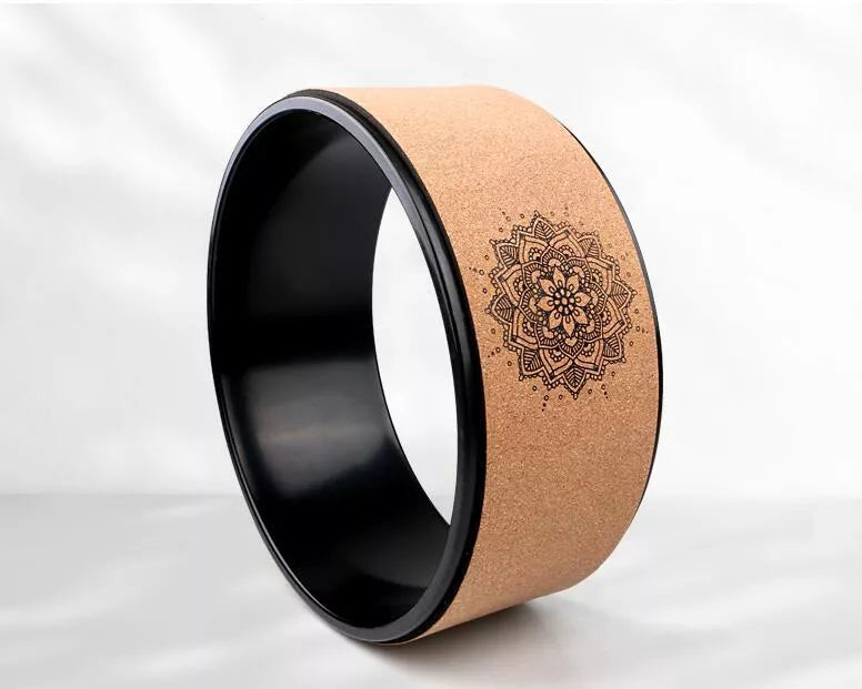 High-Density TPE Yoga Wheel in green, pink, purple, wood, and yellow for enhanced flexibility