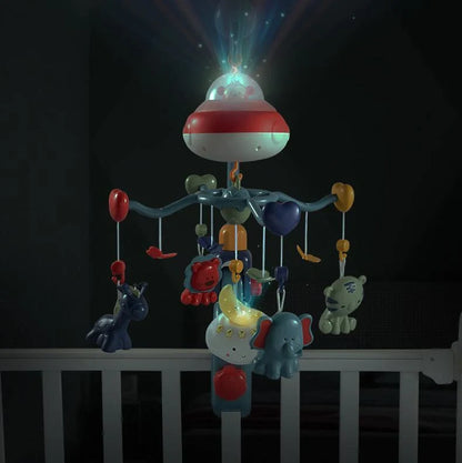 Cartoon baby rattle with starlight projection and remote control for nursery