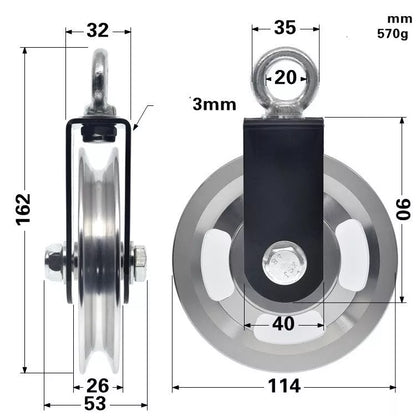 Aluminum alloy fitness equipment guide wheel with smooth pulley action
