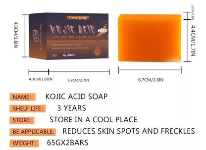 Kojic Acid Soap for skin brightening and freckle reduction, 65g x 2 bars