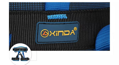 Adjustable outdoor climbing belt in black, red, green, blue, and orange for safety and comfort