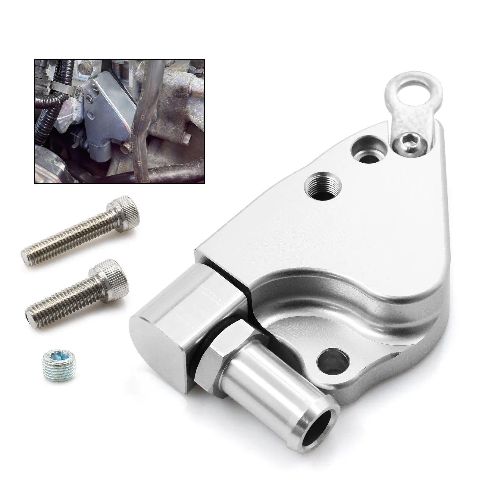 Aluminium alloy intake manifold coolant adapter for Honda K20 and K24 engines