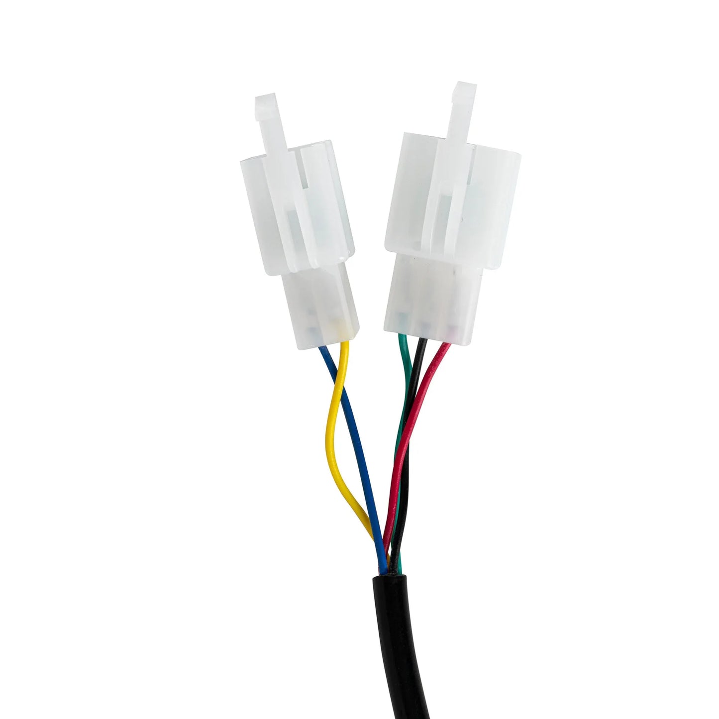Electric vehicle handlebar control unit in blue, red, silver, and yellow colour options.