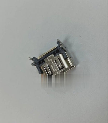 Silver HDMI interface host socket showing 19-pin configuration and nickel-plated brass construction