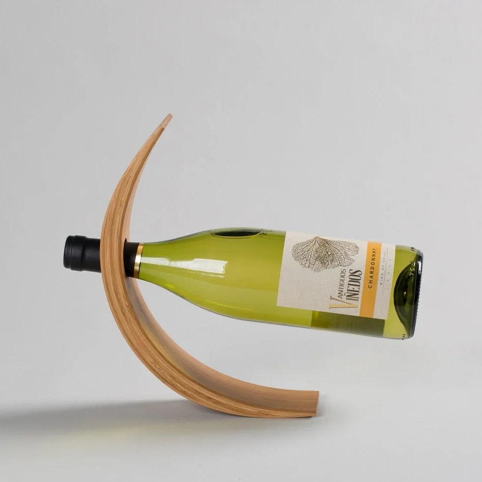 Natural bamboo wine bottle rack with modern simple design showing tool-free assembly