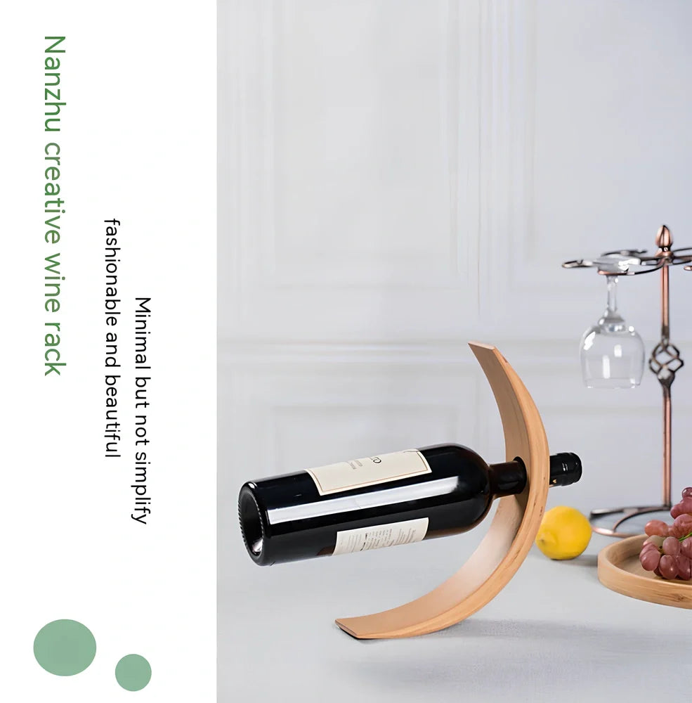 Natural bamboo wine bottle rack with modern simple design showing tool-free assembly