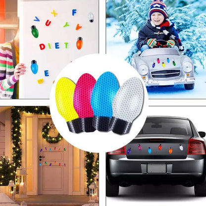 Christmas light bulb magnetic sticker set with 24 bulbs and 12 connecting wires for car refrigerator decoration