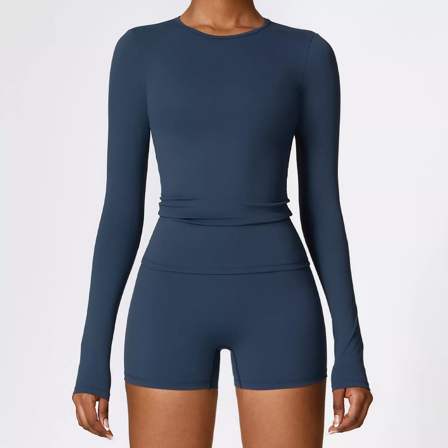 Women's slim long sleeve pullover top for yoga and fitness in various colors