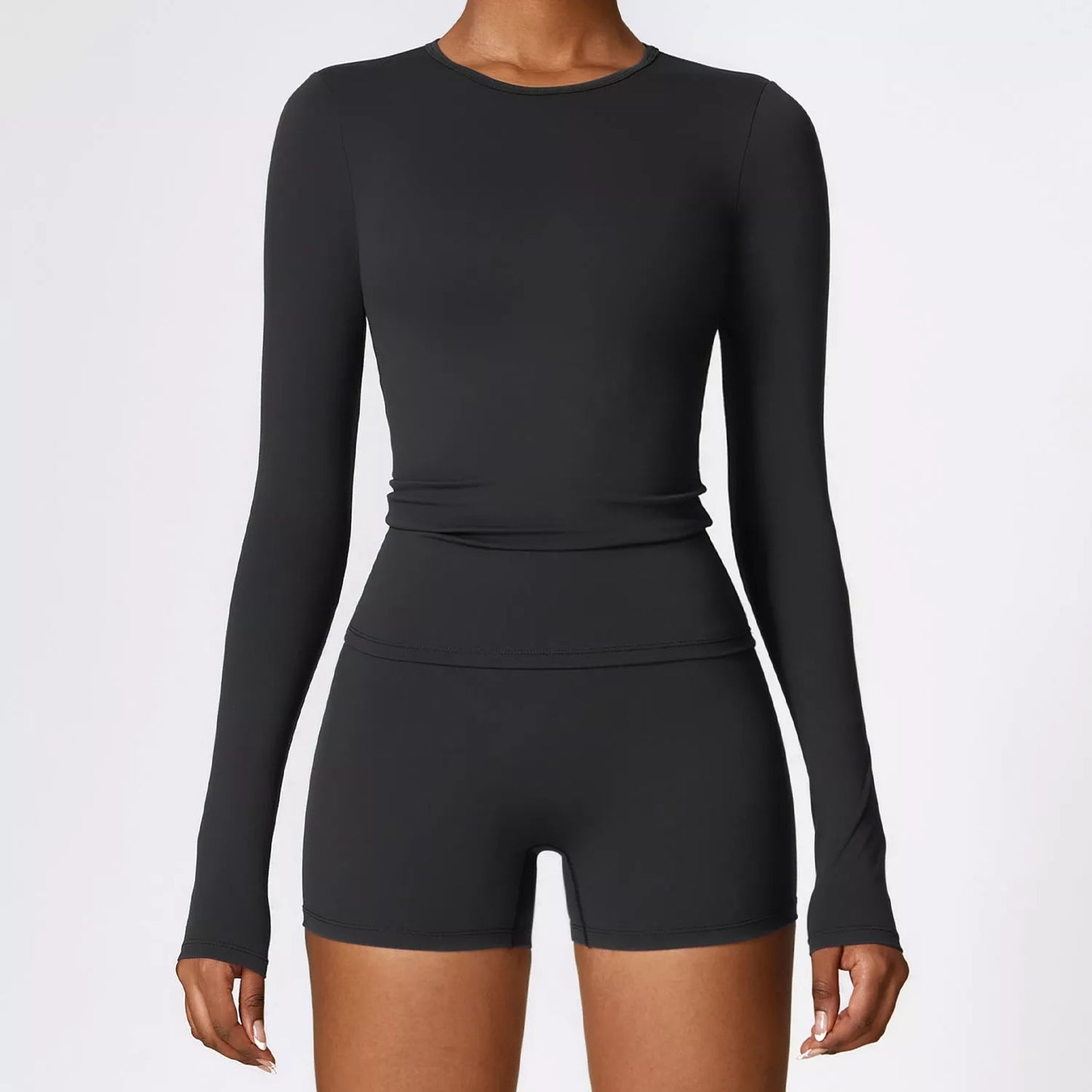Women's slim long sleeve pullover top for yoga and fitness in various colors