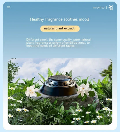 Solar powered kinetic car air freshener with rotating double rings in black colour options