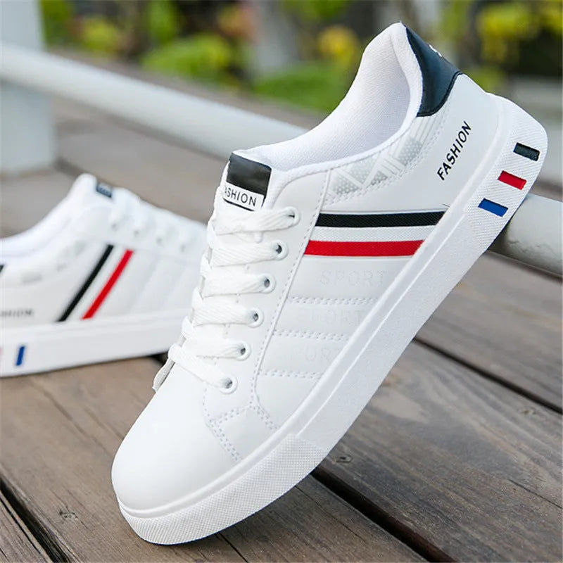 Sports shoes in black, grey, or white colours with European sizing 39-44 and foot length measurements 245-270mm