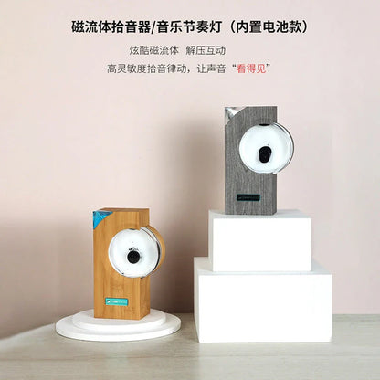 A magnetic fluid speaker that dances to the rhythm of music, creating a mesmerizing visual display