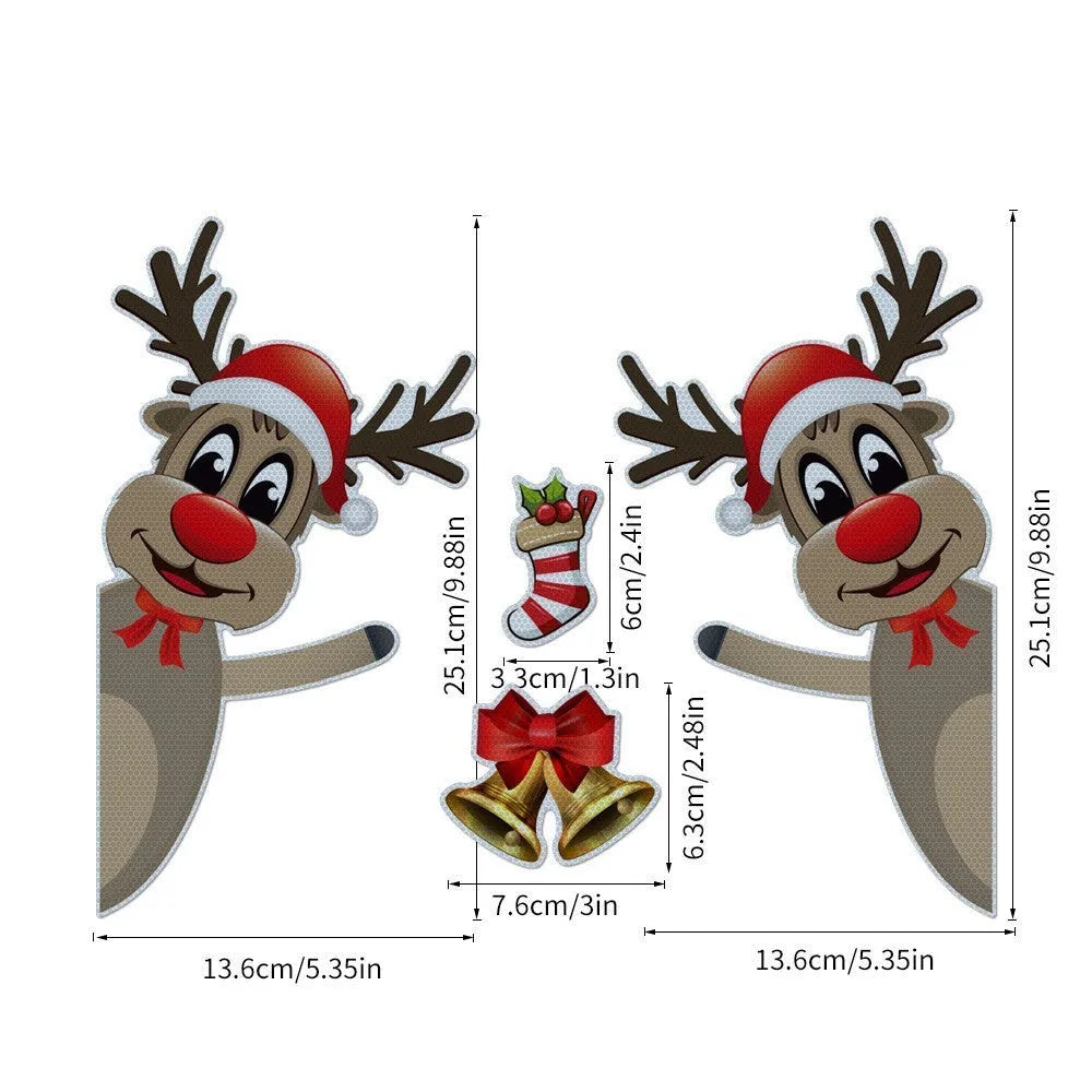 Christmas elk bell cartoon magnetic bumper sticker with luminous reflective design