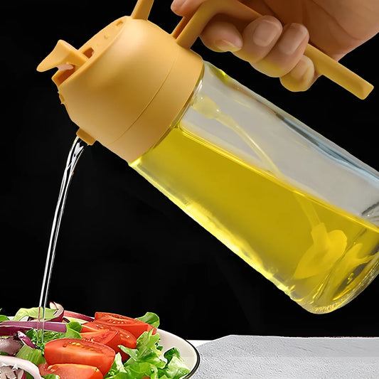 Spray oiler with automatic mechanism, transparent PP glass body showing oil level, 450ml capacity