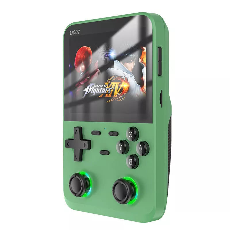 Nostalgic Retro Handheld Game Console with USB Interface in Champagne Gold, Dark Green, and Silver