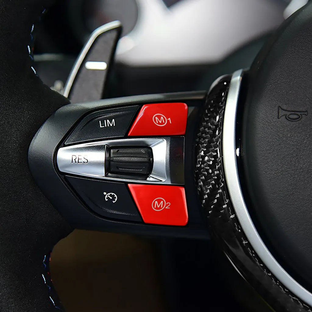 BMW steering wheel M1 M2 mode button upgrade kit with red and blue accent options