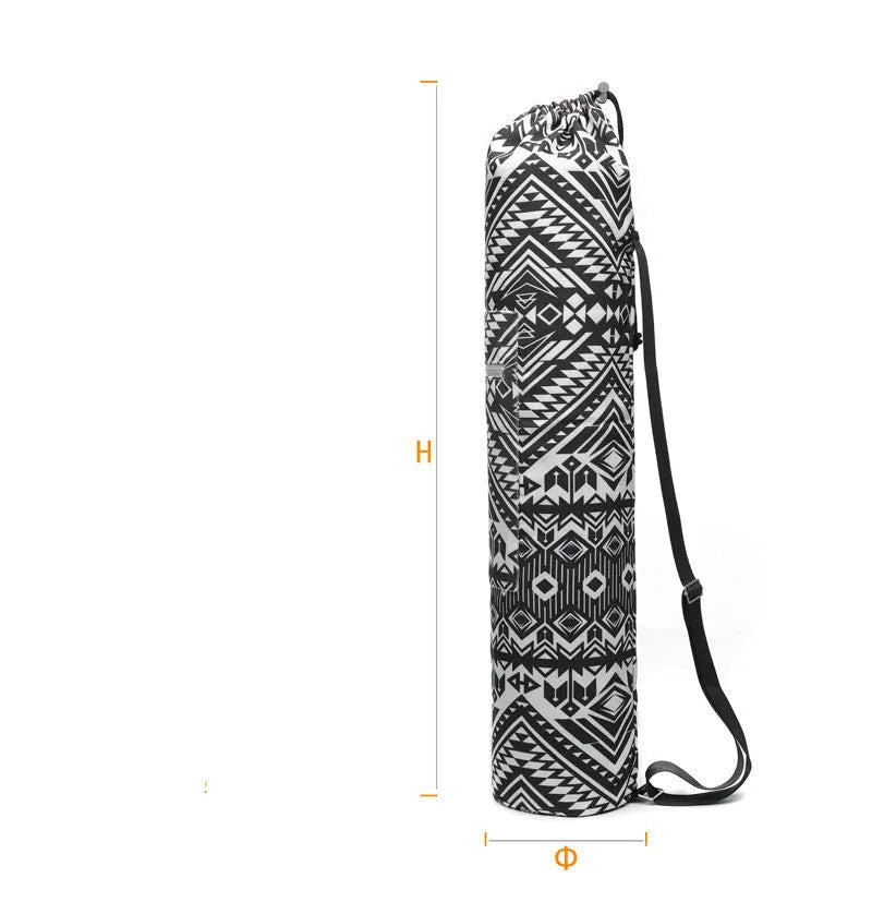 Canvas yoga bag with shoulder strap for 6mm yoga mat, shown as a storage bag for yoga and fitness use