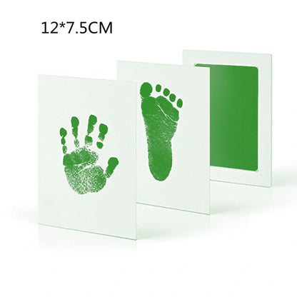 Disposable ink baby hand and foot print kit with six colour options and two size formats