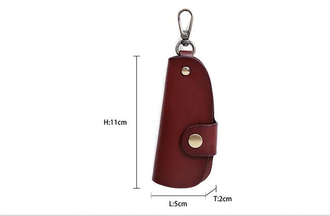 Handmade genuine leather car key storage bag in black, brown, coffee or purplish red