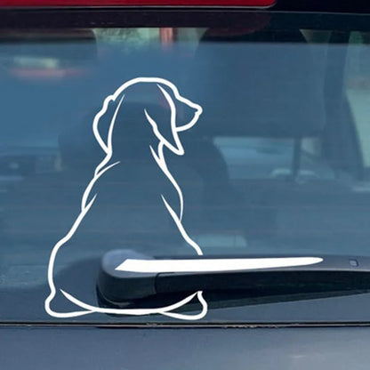 Cartoon dog wiper rear gear car window sticker in black and white options
