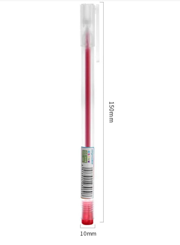 Boxed set of twelve coloured gel pens with 0.5 mm fine tips for journal and office stationery