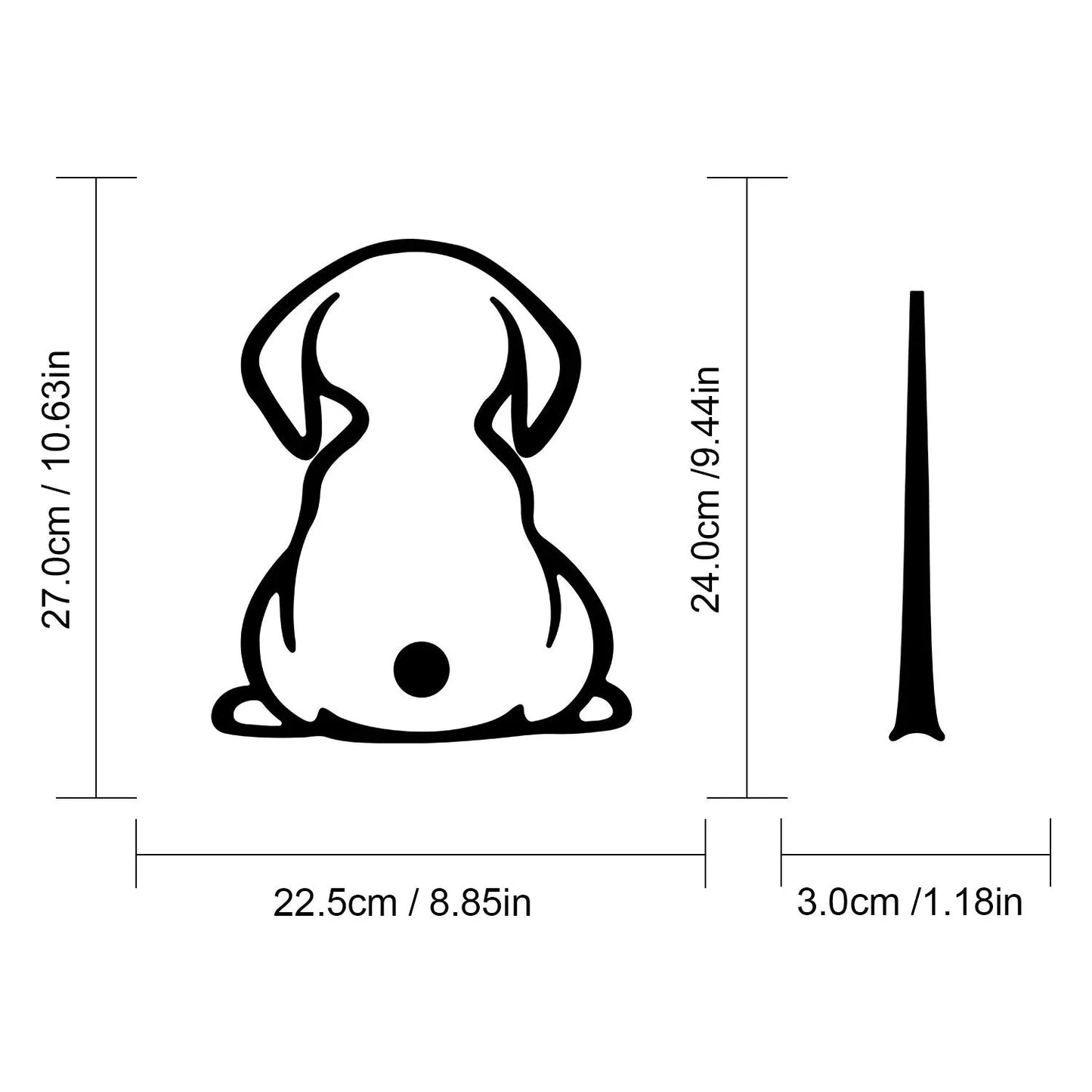 Cartoon cat design car window sticker on rear glass, available in multiple colours.
