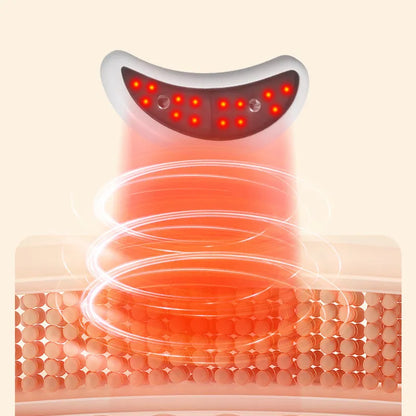 BIO9 eye massager with red light and EMS pulse modes, shown with included gel eye masks