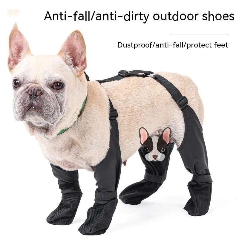 Adjustable waterproof dog boots with non-slip soles for outdoor protection